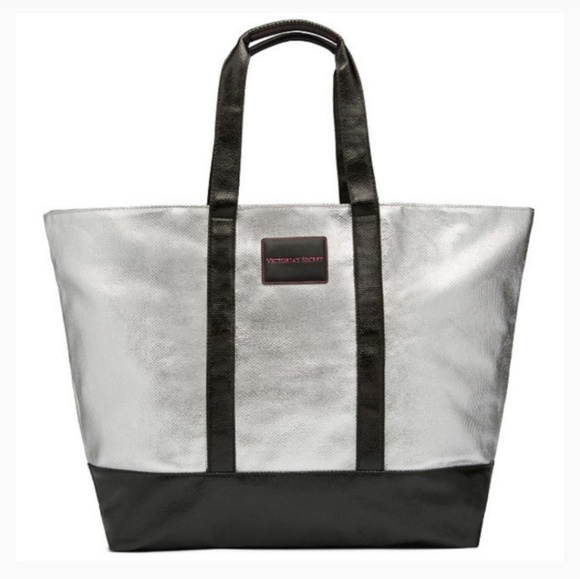 Victoria's Secret Weekender Tote Silver and Black - Picture 4 of 4